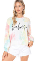 BABES Tie Dye Cropped Graphic Top