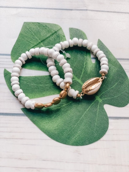 White Shell Bracelet Set